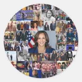 Adesivo Redondo Kamala Harris Collage Sticker