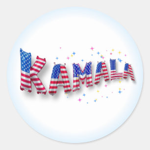 Adesivo Redondo Kamala Harris Cute American Flag Balloon Alphabets