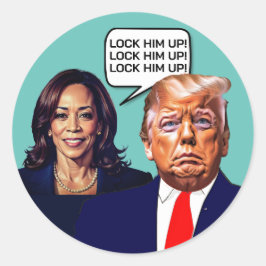 Adesivo Redondo Kamala Harris diz trump up
