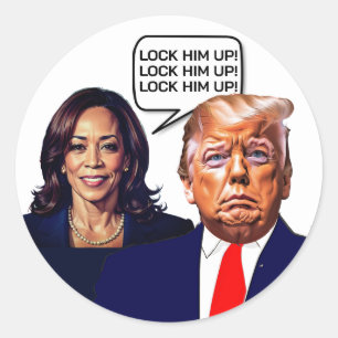 Adesivo Redondo Kamala Harris diz trump up