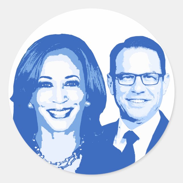 Adesivo Redondo Kamala Harris e Josh Shapiro (Frente)