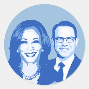 Adesivo Redondo Kamala Harris e Josh Shapiro