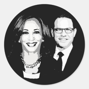 Adesivo Redondo Kamala Harris e Josh Shapiro Ticket