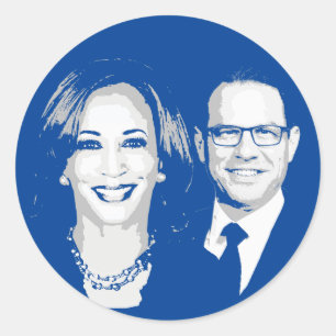 Adesivo Redondo Kamala Harris e Josh Shapiro Ticket