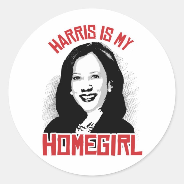 Adesivo Redondo Kamala Harris é meu Homegirl - (Frente)