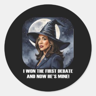 Adesivo Redondo Kamala Harris Engraçado Debate Eleição 2024