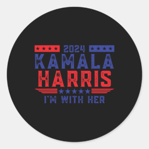 Adesivo Redondo Kamala Harris Estou com a eleição dela em 2024