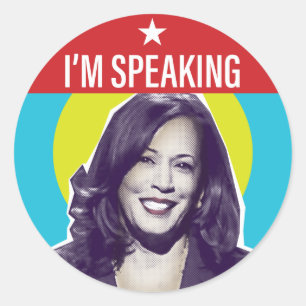 Adesivo Redondo Kamala Harris / Estou falando