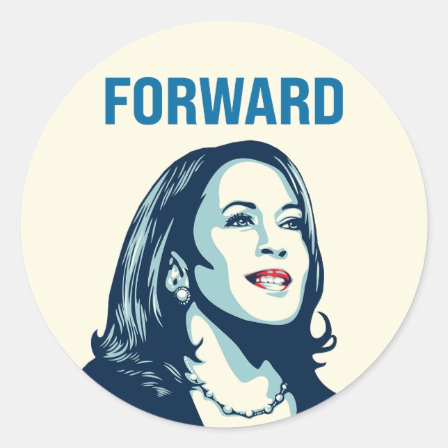 ADESIVO REDONDO KAMALA HARRIS FORWARD (Frente)