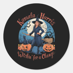 Adesivo Redondo Kamala Harris Halloween Witch cita eleição de 2024