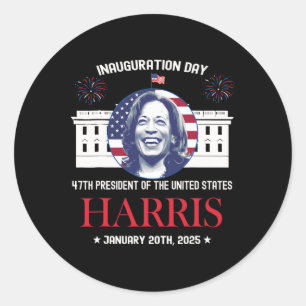 Adesivo Redondo Kamala Harris Inauguration Day 2025 Madam 47th Pre