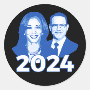 Adesivo Redondo Kamala Harris Josh Shapiro 2024