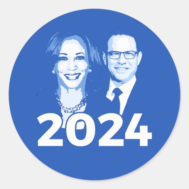 Adesivo Redondo Kamala Harris Josh Shapiro 2024 (Frente)