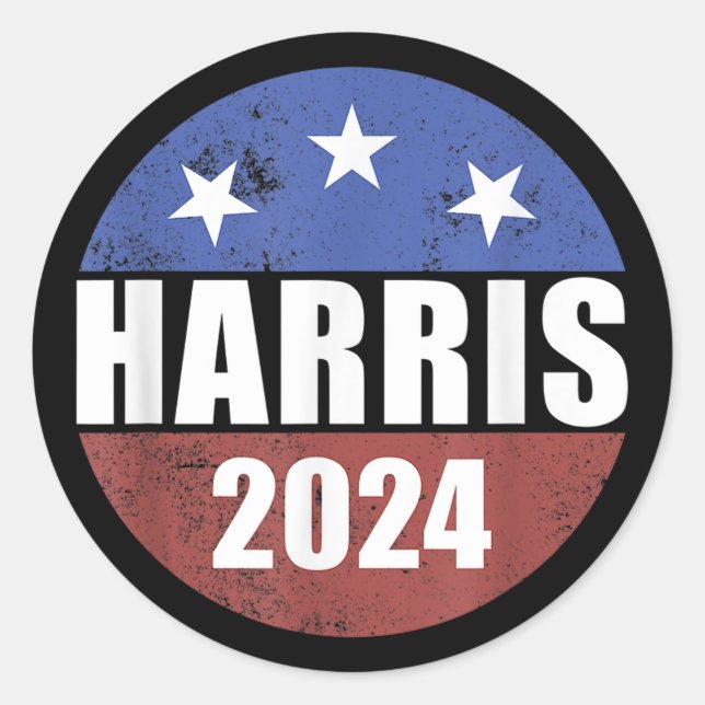 Adesivo Redondo Kamala Harris- Kamala 2024, EUA Flag Democratic (Frente)