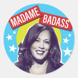 Adesivo Redondo Kamala Harris / Madame Badass