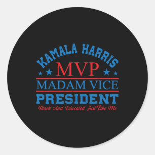 Adesivo Redondo Kamala Harris Mvp Senhora Vice-Presidente Black An