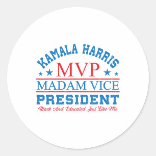 Adesivo Redondo Kamala Harris Mvp Senhora Vice-Presidente Black An