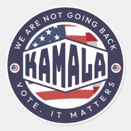 Adesivo Redondo Kamala Harris: Não vamos voltar
