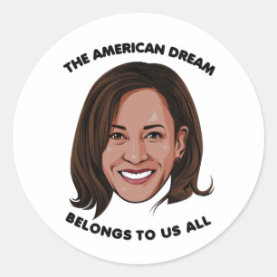 Adesivo Redondo Kamala Harris - O Sonho Americano pertence-nos