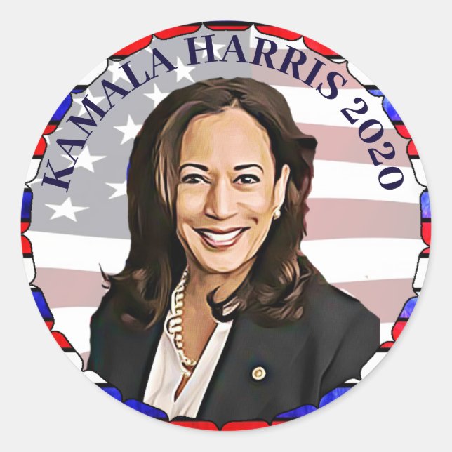Adesivo Redondo Kamala Harris para as eleições do Presidente 2020 (Frente)