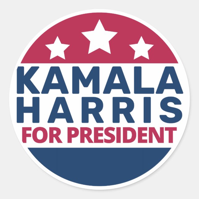 Adesivo Redondo Kamala Harris Para O Presidente 2024 (Frente)