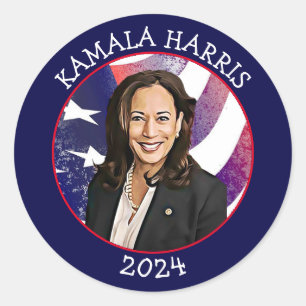 Adesivo Redondo Kamala Harris para o Presidente 2024