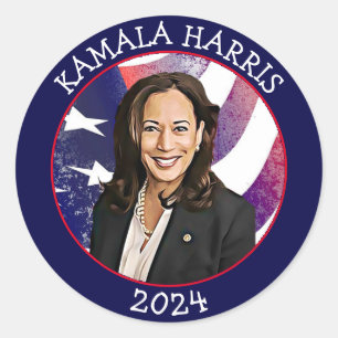 Adesivo Redondo Kamala Harris para o Presidente 2024