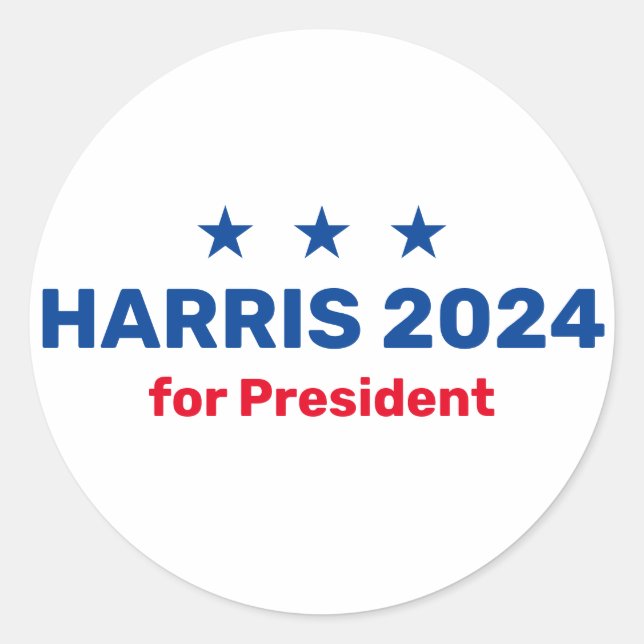 Adesivo Redondo Kamala Harris Para O Presidente 2024 (Frente)
