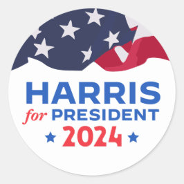 Adesivo Redondo Kamala Harris Para O Presidente 2024 American Flag