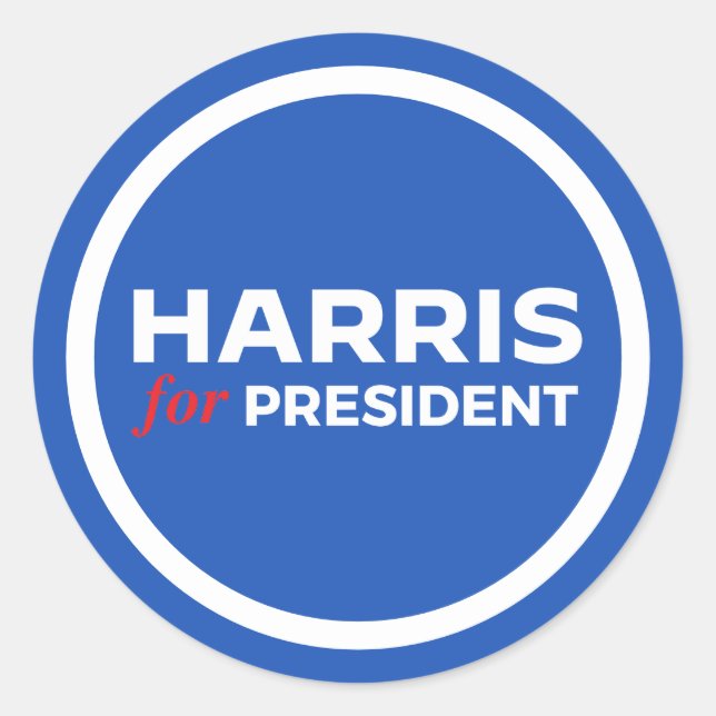 Adesivo Redondo Kamala Harris para Presidente (Frente)