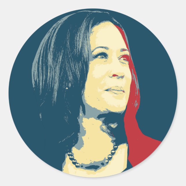 Adesivo Redondo Kamala Harris Portrait (Frente)