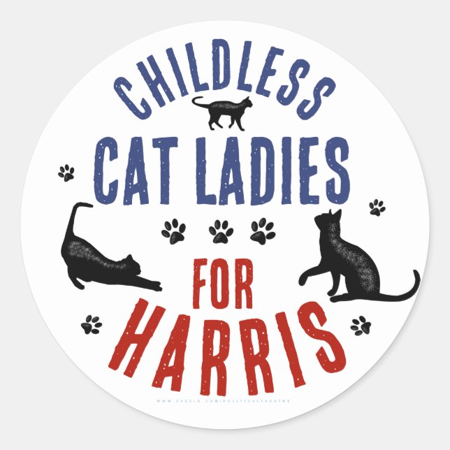 Adesivo Redondo Kamala Harris Presidente 2024 Mulheres de Gato Sem (Frente)