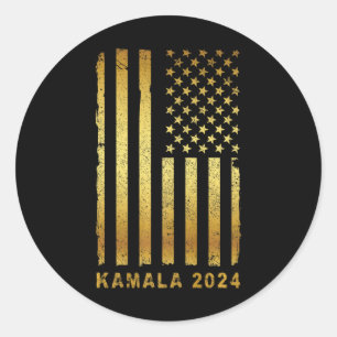 Adesivo Redondo Kamala Harris Presidente Campanha 2024 Retro Vinta