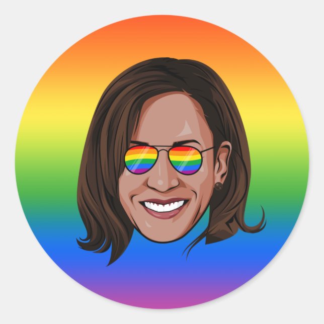 Adesivo Redondo Kamala Harris Pride Holiday (Frente)