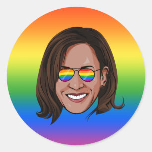 Adesivo Redondo Kamala Harris Pride Holiday