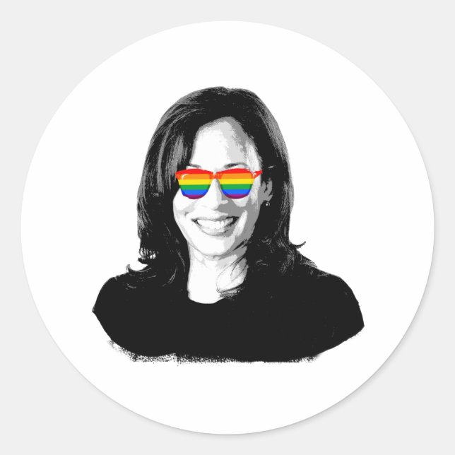 Adesivo Redondo Kamala Harris Rainbow Sunvidles (Frente)