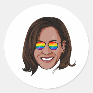 Adesivo Redondo Kamala Harris Rainbow Sunvidles