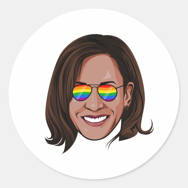 Adesivo Redondo Kamala Harris Rainbow Sunvidles (Frente)