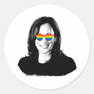 Adesivo Redondo Kamala Harris Rainbow Sunvidles