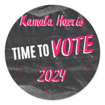 Kamala Harris Sticker. Escuro com fonte rosa.