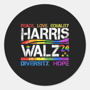 Adesivo Redondo Kamala Harris Tim W 2024 Peace Lgbt Harris W Waltz