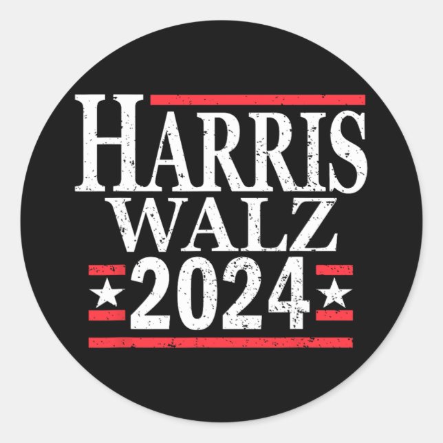 Adesivo Redondo Kamala Harris Tim Walz 2024 (Frente)