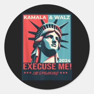 Adesivo Redondo Kamala Harris Tim Walz 2024 Eleição