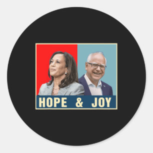 Adesivo Redondo Kamala Harris Tim Walz 2024 Esperança E Joy