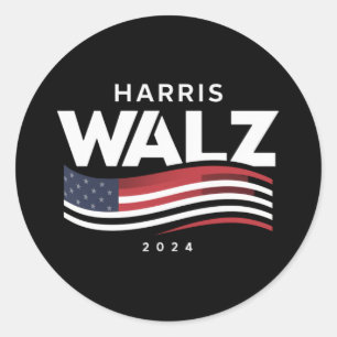 Adesivo Redondo Kamala Harris Tim Walz Valsa Eleição 2024