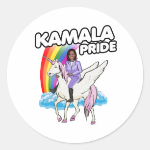 ADESIVO REDONDO KAMALA HARRIS UNICORN PRIDE