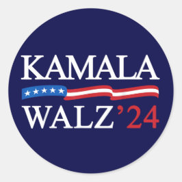 Adesivo Redondo Kamala Harris Walz 2024 Obviamente Azul