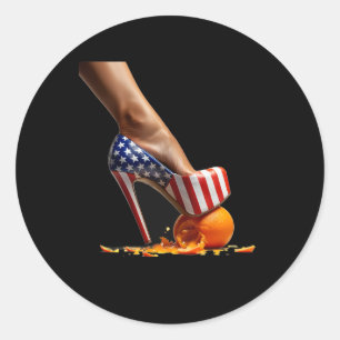 Adesivo Redondo Kamala Heels Passando Em Laranja