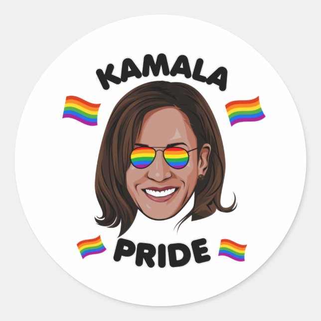 ADESIVO REDONDO KAMALA ORGULHO GAY (Frente)