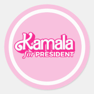 Adesivo Redondo Kamala para o Presidente Pink Style
